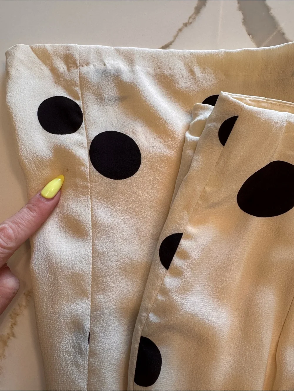 ⚓️ J. Peterman 100% Silk Polka Dot Wide Leg Trousers Ivory Black 14 - Picture 7 of 9